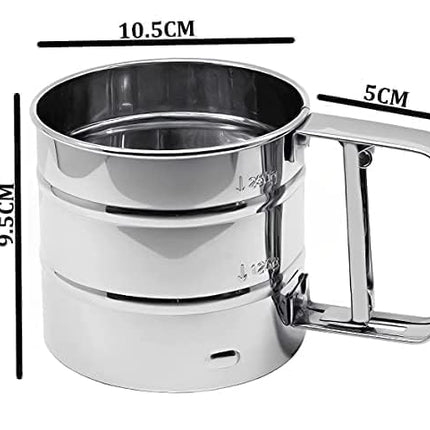Stainless Steel Flour Sifter for Baking - Durable Mesh Sieve Kitchen Tool with Comfortable Handle