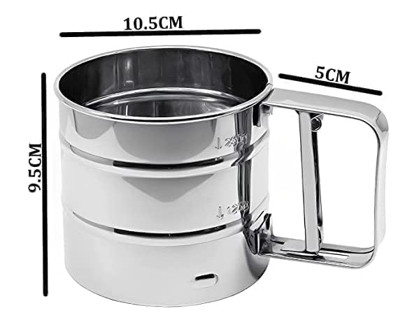 Stainless Steel Flour Sifter for Baking - Durable Mesh Sieve Kitchen Tool with Comfortable Handle