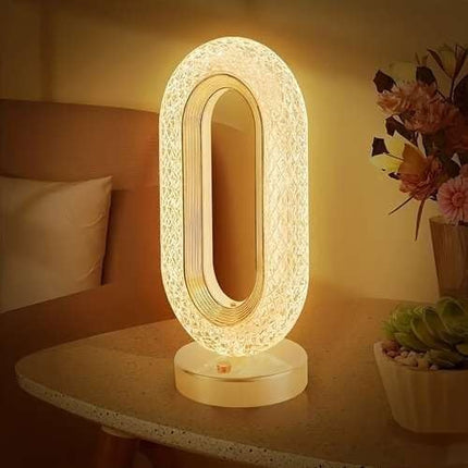 Crystal Diamond Table Lamp, Touch Control, 3 Way Dimmable, USB Rechargeable, Night Stand Light for Bedroom