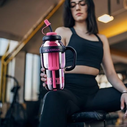 1300ML Double-Walled Vacuum Insulated Ice Cream Bottle - Large Capacity, Leak-Proof, BPA-Free Thermos for Hot & Cold Beverages, Leak-Proof Sports and Gym Fitness Shaker Bottle
