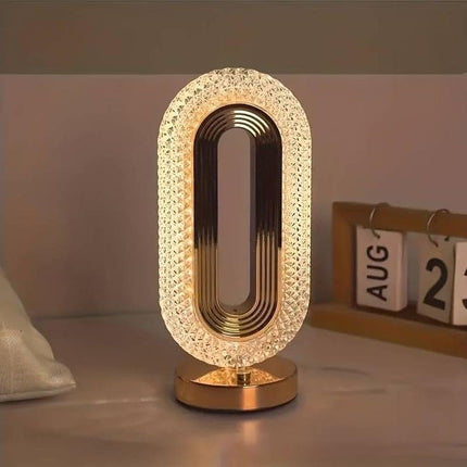 Crystal Diamond Table Lamp, Touch Control, 3 Way Dimmable, USB Rechargeable, Night Stand Light for Bedroom