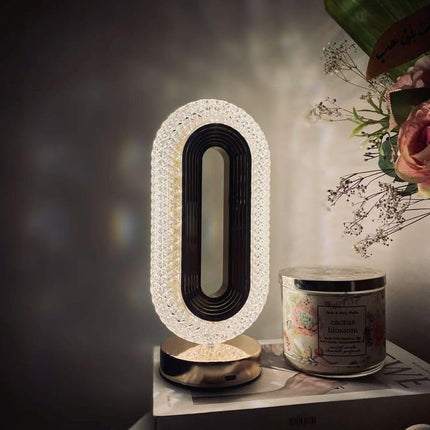 Crystal Diamond Table Lamp, Touch Control, 3 Way Dimmable, USB Rechargeable, Night Stand Light for Bedroom