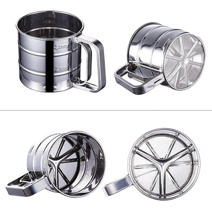 Stainless Steel Flour Sifter for Baking - Durable Mesh Sieve Kitchen Tool with Comfortable Handle