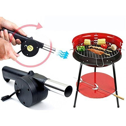 BBQ Fan Air Blower, Portable Barbeque Air Blower with Handle and Metal Air