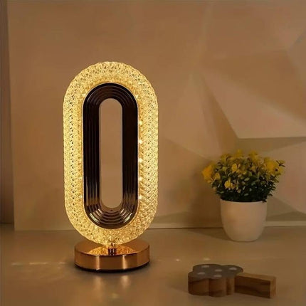 Crystal Diamond Table Lamp, Touch Control, 3 Way Dimmable, USB Rechargeable, Night Stand Light for Bedroom