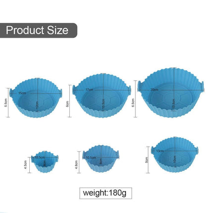 6 Pcs Reusable Air Fryer Silicone Pot Liners - Non-Stick| Heat-Resistant Basket Baking Trays for Air Fryers| Ovens | Dishwasher Safe | Multicolor