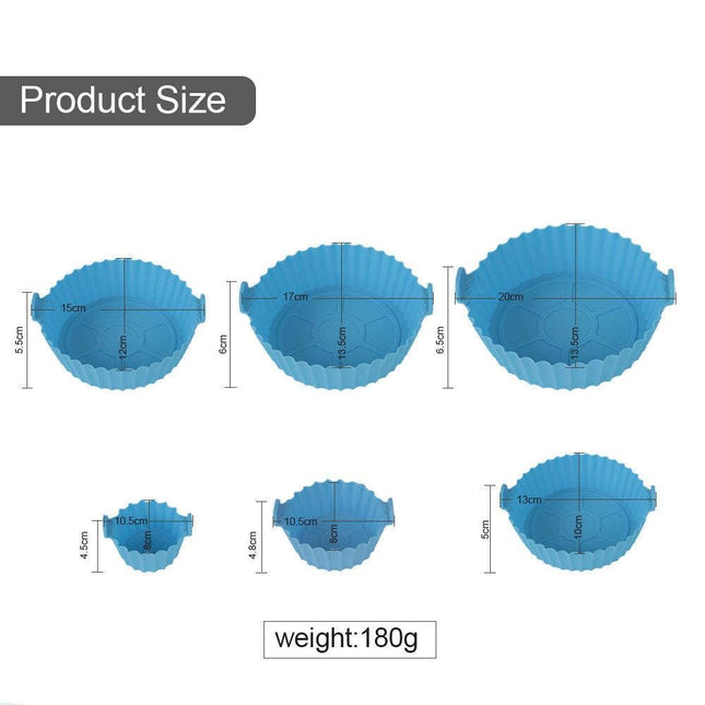 6 Pcs Reusable Air Fryer Silicone Pot Liners - Non-Stick| Heat-Resistant Basket Baking Trays for Air Fryers| Ovens | Dishwasher Safe | Multicolor