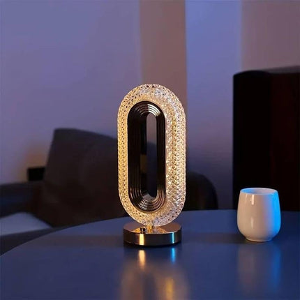 Crystal Diamond Table Lamp, Touch Control, 3 Way Dimmable, USB Rechargeable, Night Stand Light for Bedroom