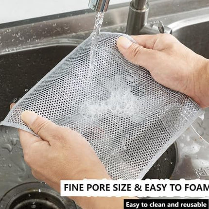 Non-Scratch Wire Dish Wash cloth, Dishwashing Rags for Wet and Dry, Home Kitchen Cooktop Grid Cleaning Cloth