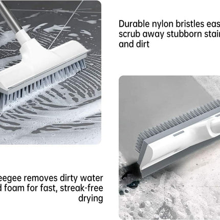 Bathroom Cleaning Brush with Wiper 2 in 1 Tiles Cleaning Brush Floor Scrub Brush with Long Handle