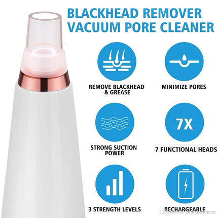 6 in 1 Multi-function Blackhead Remover Tools | Electric Derma suction Machine | USB Rechargeable Acne Pimple Pore Cleaner Vacuum tool