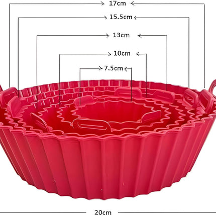 6 Pcs Reusable Air Fryer Silicone Pot Liners - Non-Stick| Heat-Resistant Basket Baking Trays for Air Fryers| Ovens | Dishwasher Safe | Multicolor