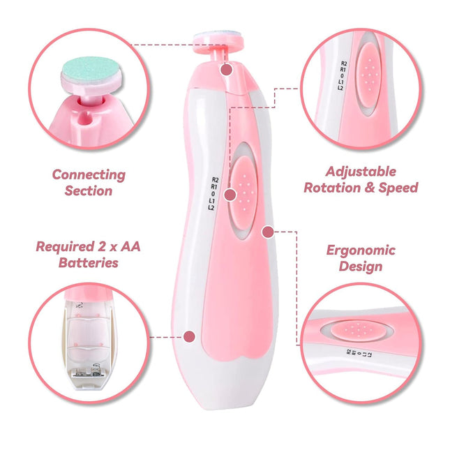Baby Nail Trimmer Electric,Baby Nail Clippers, 6 in 1 Baby Nail File,Nail File Baby Grooming Kit Manicure Set for Toddler or Adults (MultiColour)