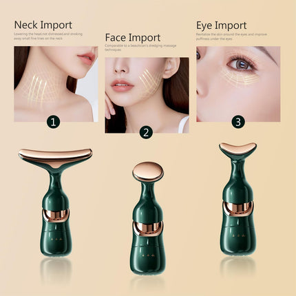 3-in-1 Electric Facial and Neck Massager - Anti-Wrinkle & Anti-Aging Device with Vibration Massage Modes