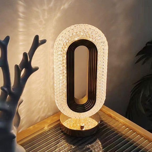 Crystal Diamond Table Lamp, Touch Control, 3 Way Dimmable, USB Rechargeable, Night Stand Light for Bedroom