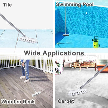 Bathroom Cleaning Brush with Wiper 2 in 1 Tiles Cleaning Brush Floor Scrub Brush with Long Handle