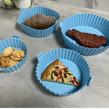 6 Pcs Reusable Air Fryer Silicone Pot Liners - Non-Stick| Heat-Resistant Basket Baking Trays for Air Fryers| Ovens | Dishwasher Safe | Multicolor