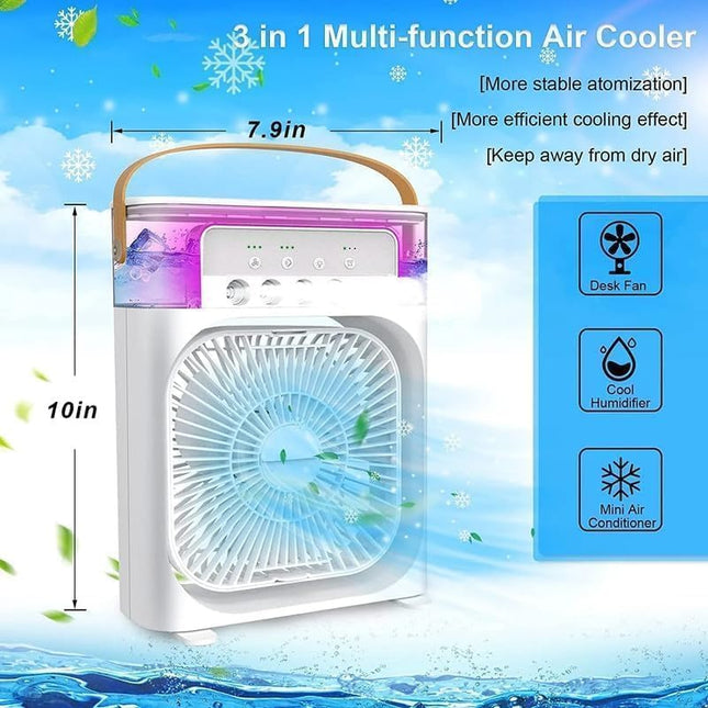 Portable Mini Cooler Rechargeable Air Conditioner Water Cooler Small AC for Office, Home Cooling, Summer Fan Evaporative Brush USB Compatible Stickers Cleaning 3 Fast Speed