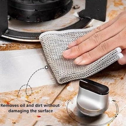 Non-Scratch Wire Dish Wash cloth, Dishwashing Rags for Wet and Dry, Home Kitchen Cooktop Grid Cleaning Cloth