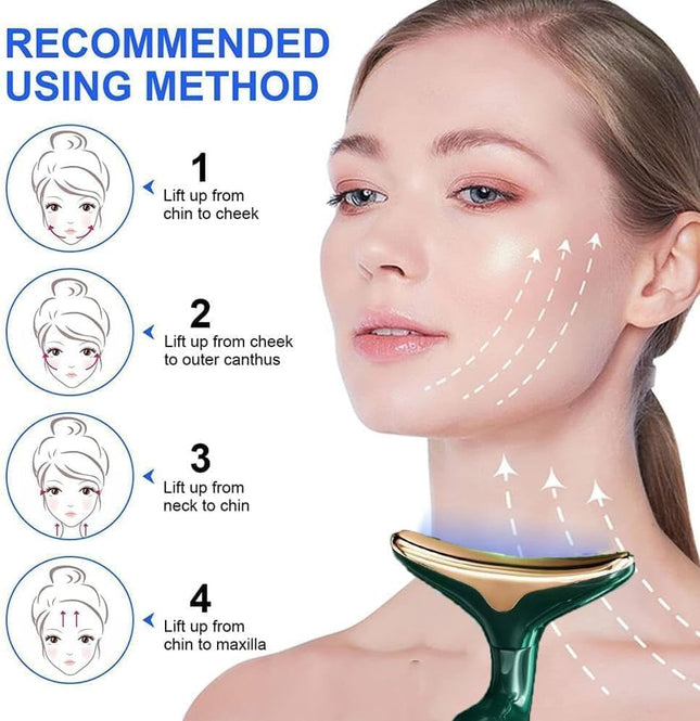 3-in-1 Electric Facial and Neck Massager - Anti-Wrinkle & Anti-Aging Device with Vibration Massage Modes