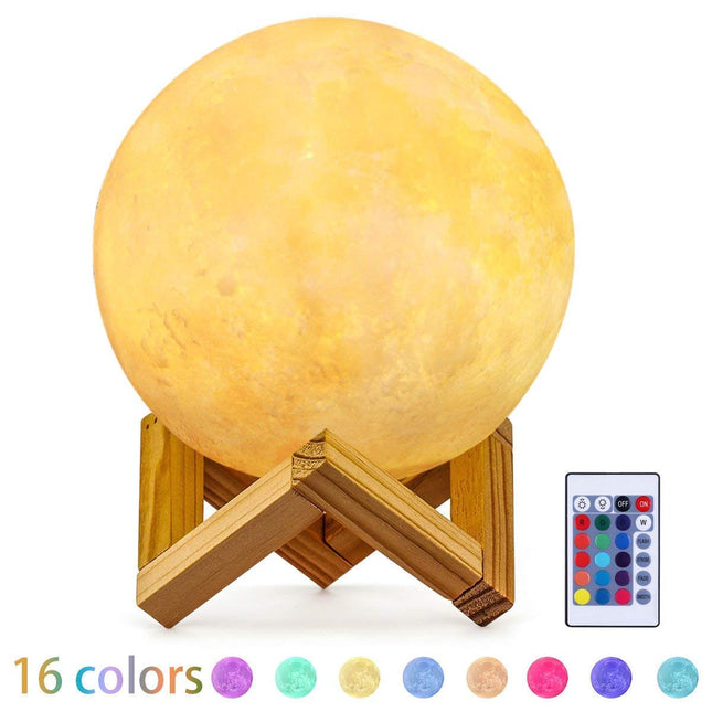 3D Moon Night Light Lunar LED Moon Lamp 16 Changing Color Remote Control