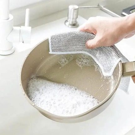 Non-Scratch Wire Dish Wash cloth, Dishwashing Rags for Wet and Dry, Home Kitchen Cooktop Grid Cleaning Cloth