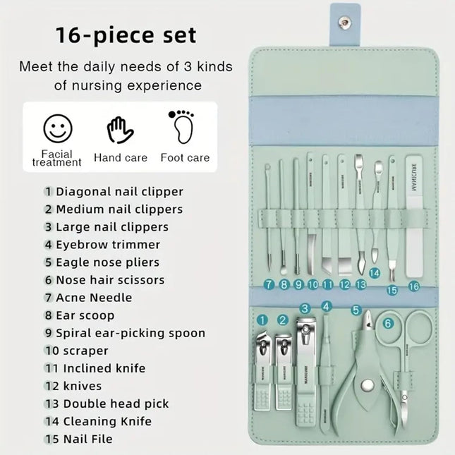 Manicure Set Nail Clipper Kit - 16 Pieces Stainless Steel Manicure Kit