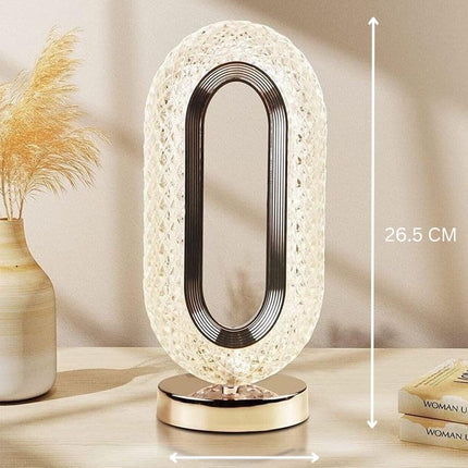 Crystal Diamond Table Lamp, Touch Control, 3 Way Dimmable, USB Rechargeable, Night Stand Light for Bedroom