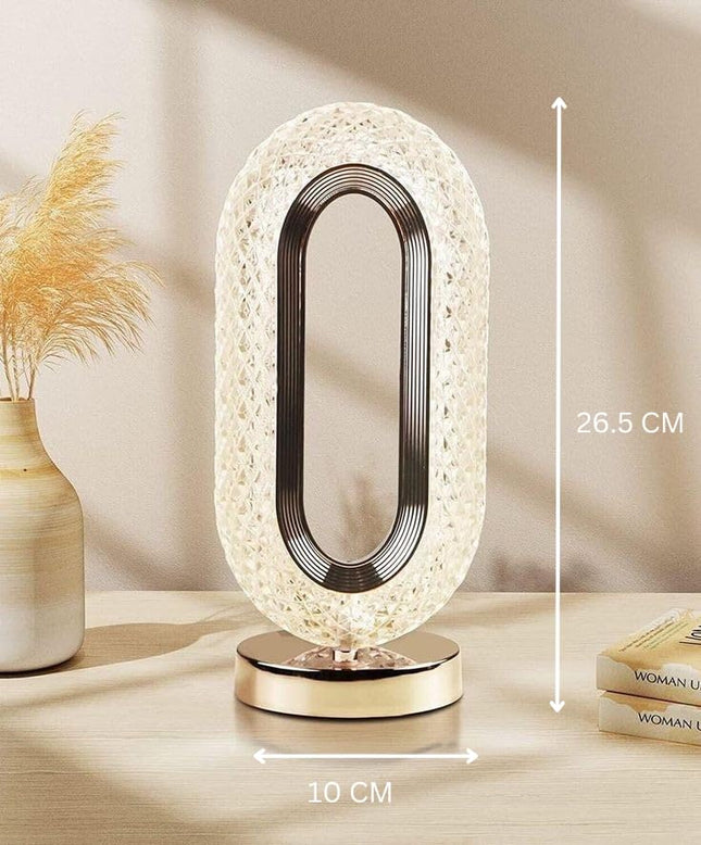 Crystal Diamond Table Lamp, Touch Control, 3 Way Dimmable, USB Rechargeable, Night Stand Light for Bedroom