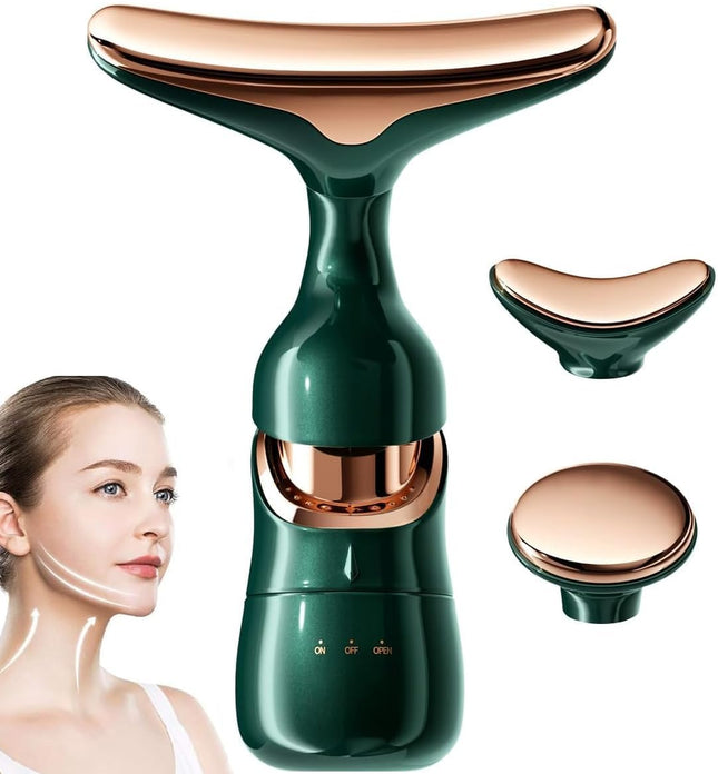 3-in-1 Electric Facial and Neck Massager - Anti-Wrinkle & Anti-Aging Device with Vibration Massage Modes
