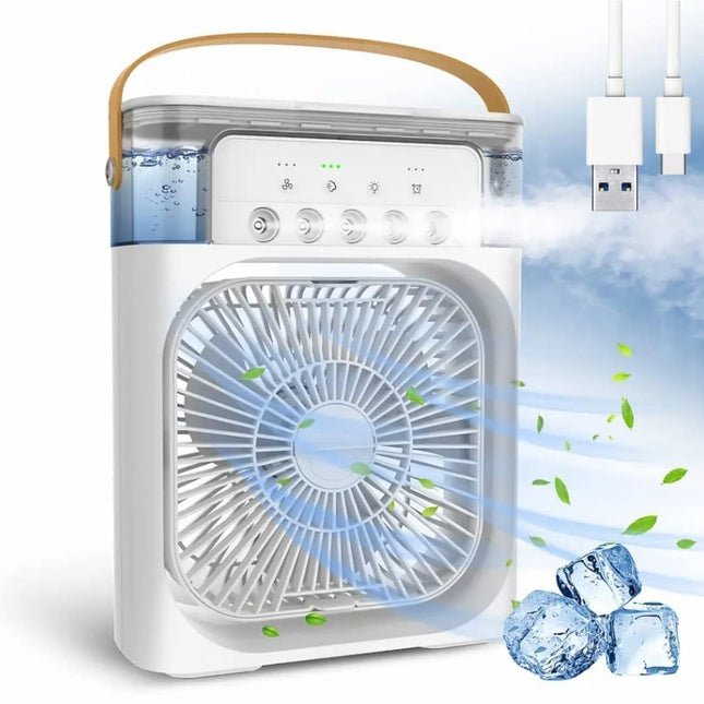 Portable Mini Cooler Rechargeable Air Conditioner Water Cooler Small AC for Office, Home Cooling, Summer Fan Evaporative Brush USB Compatible Stickers Cleaning 3 Fast Speed