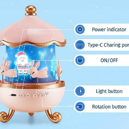 360° Rotating Lamp - Rabbits Kids Night Light Projector