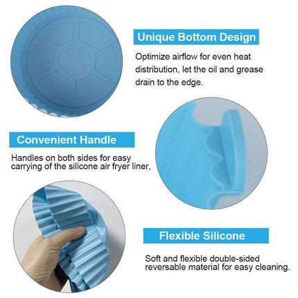 6 Pcs Reusable Air Fryer Silicone Pot Liners - Non-Stick| Heat-Resistant Basket Baking Trays for Air Fryers| Ovens | Dishwasher Safe | Multicolor