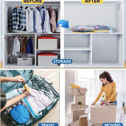 5 Pack Vacuum Bags for Travel with Hand Pump (1 Large/2 Medium/2 Small)