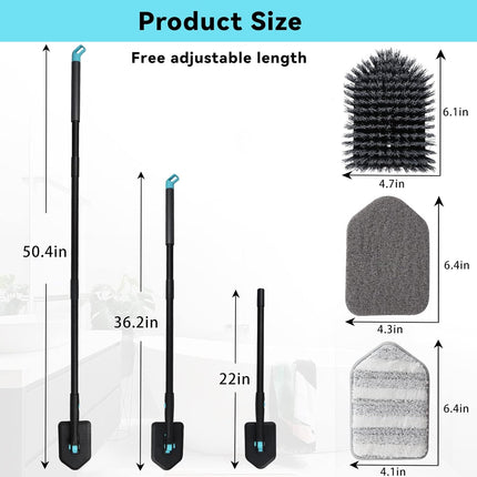 INCLUSSHOP Bathroom Floor Cleaning Brush with Long Handle, 3 in 1 Tub and Tile Scrubber Brush