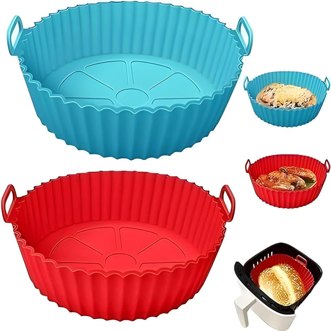 Reusable Air Fryer Silicone Pot Liners - Non-Stick, Heat-Resistant Basket Baking Trays for Air Fryers, Ovens, & More | (pack of 2)