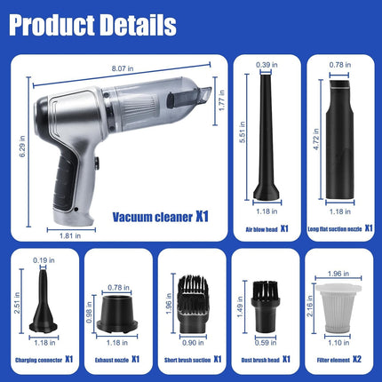 Portable Vacuum Cleaner | Cordless Handheld Mini Vacuum with Multi-Nozzles