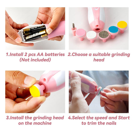 Baby Nail Trimmer Electric,Baby Nail Clippers, 6 in 1 Baby Nail File,Nail File Baby Grooming Kit Manicure Set for Toddler or Adults (MultiColour)