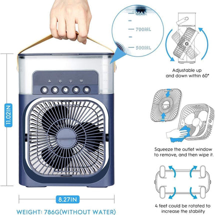 Portable Mini Cooler Rechargeable Air Conditioner Water Cooler Small AC for Office, Home Cooling, Summer Fan Evaporative Brush USB Compatible Stickers Cleaning 3 Fast Speed