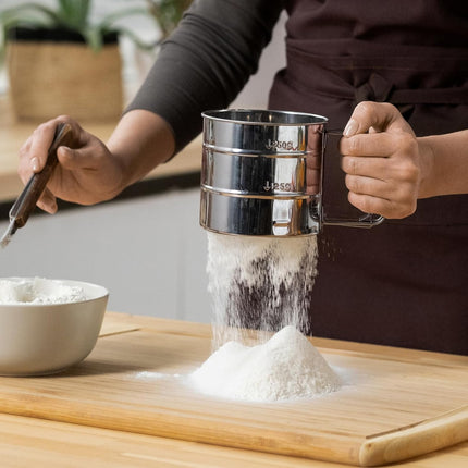 Stainless Steel Flour Sifter for Baking - Durable Mesh Sieve Kitchen Tool with Comfortable Handle