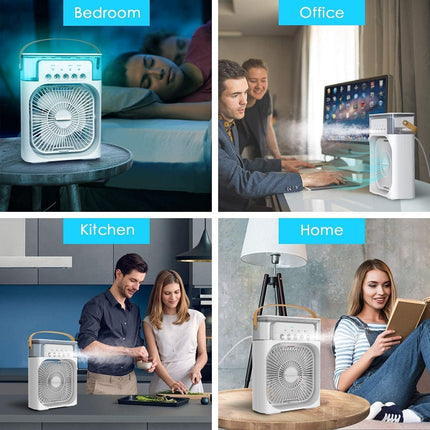 Portable Mini Cooler Rechargeable Air Conditioner Water Cooler Small AC for Office, Home Cooling, Summer Fan Evaporative Brush USB Compatible Stickers Cleaning 3 Fast Speed