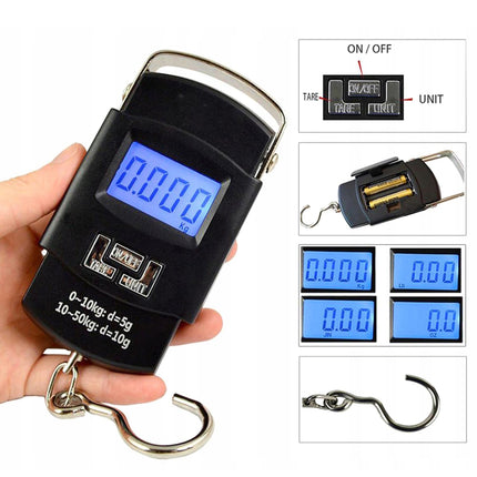 Digital Hanging Scale with LCD Display, Portable Electronic Weight Scale with Hook
