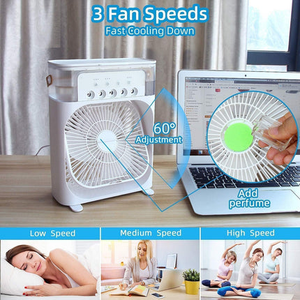 Portable Mini Cooler Rechargeable Air Conditioner Water Cooler Small AC for Office, Home Cooling, Summer Fan Evaporative Brush USB Compatible Stickers Cleaning 3 Fast Speed