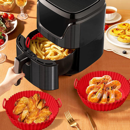 6 Pcs Reusable Air Fryer Silicone Pot Liners - Non-Stick| Heat-Resistant Basket Baking Trays for Air Fryers| Ovens | Dishwasher Safe | Multicolor