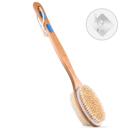 Body Bath Shower Back Brush Scrubber Dual-Sided Long Handle with Super Soft Bristles Body Exfoliator for Wet or Dry Brushing