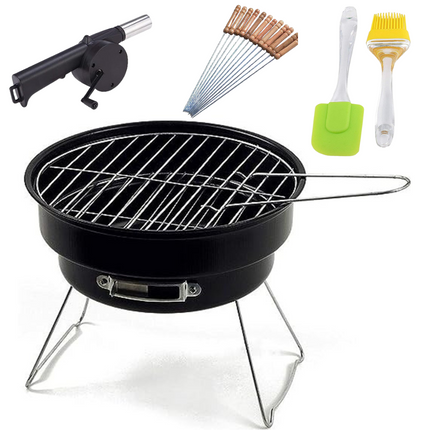 Folding Portable Outdoor Round Barbeque Charcoal BBQ Grill Oven