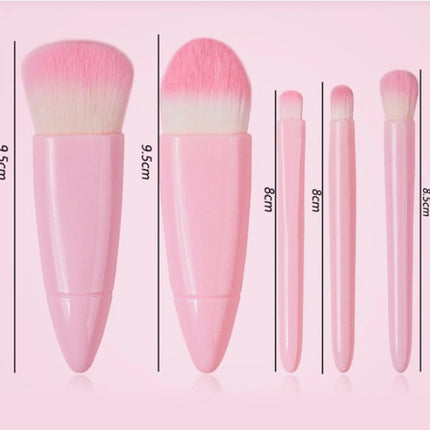 Makeup Brush Set 5 Pcs Professional Travel Small Makeup Brushes with Brush Case