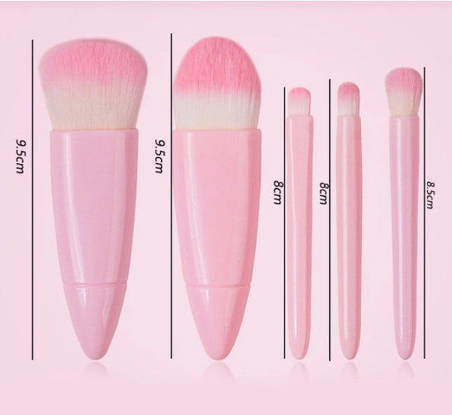 Makeup Brush Set 5 Pcs Professional Travel Small Makeup Brushes with Brush Case