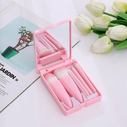 Makeup Brush Set 5 Pcs Professional Travel Small Makeup Brushes with Brush Case