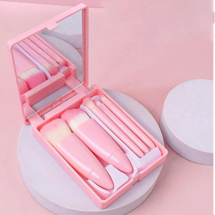 Makeup Brush Set 5 Pcs Professional Travel Small Makeup Brushes with Brush Case